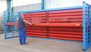 roll-out rack for metal plates